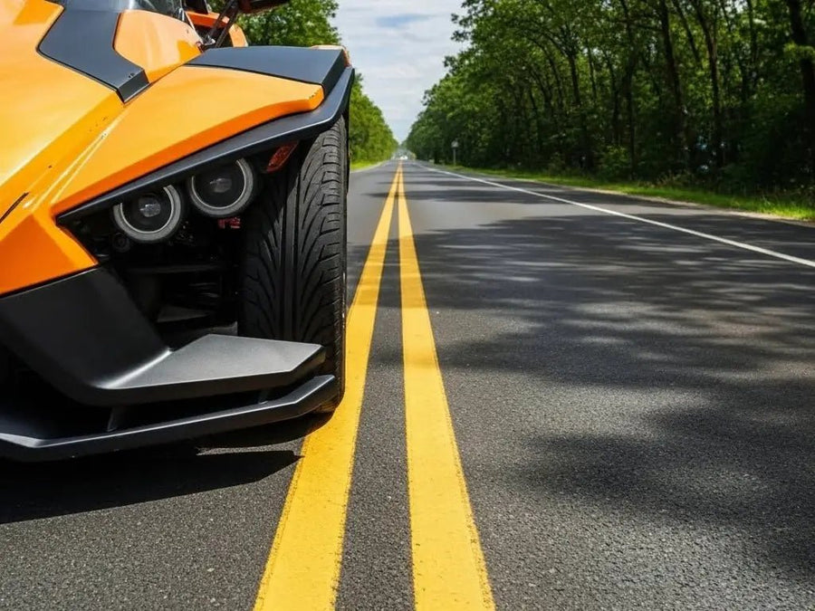 DIY Polaris Slingshot wrapped in Gloss HX20000 Urban Orange restyling film HX20495B