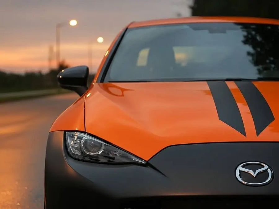 DIY Mazda MX-5 wrapped in Gloss HX20000 Urban Orange car wrap film HX20495B