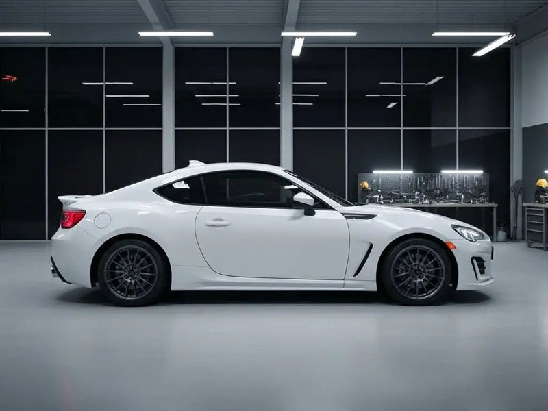 Subaru BRZ wrapped in Hexis Gloss HX20000 Ice White wrap film HX20500B