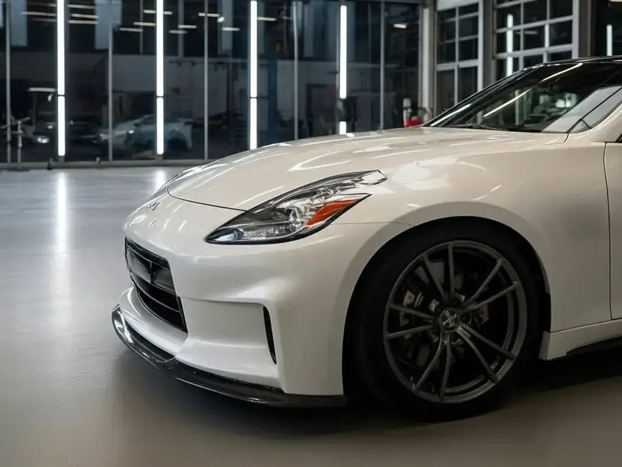 Nissan Z wrapped in Hexis Gloss HX20000 Ice White vinyl wrap HX20500B