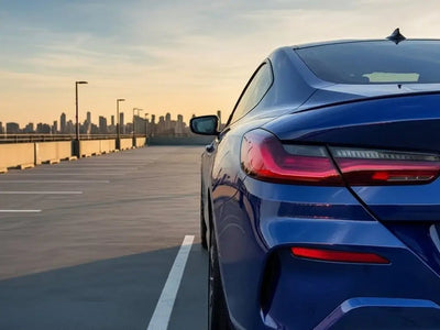 BMW 8 Series wrapped in Hexis Gloss HX20000 Abyssal Blue automotive vinyl film HX20532B detail