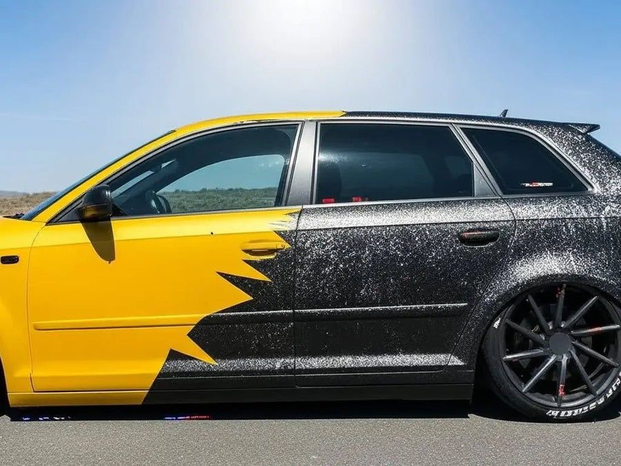 Audi A3 wrapped in Matte HX20000 Yellow Florida wrap film HX20548M