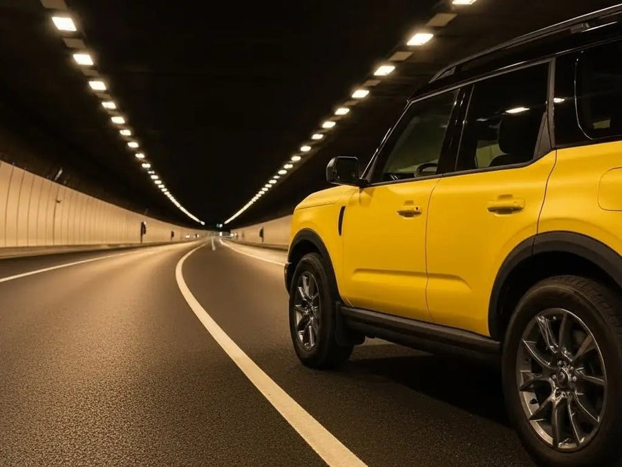 Ford Bronco wrapped in Hexis Matte HX20000 Yellow Florida wrap film HX20548M