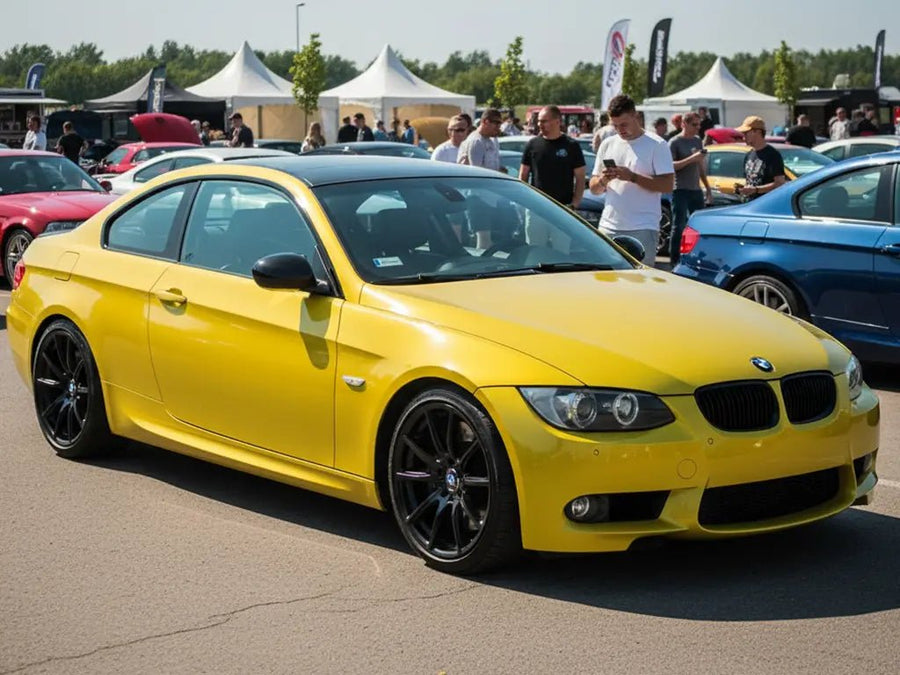 DIY BMW 3 Series wrapped in Gloss HX20000 Metallic Metallic Yellow wrap film HX20558B