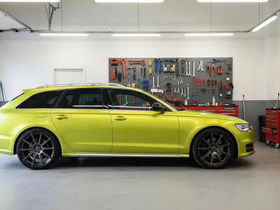 DIY Audi A6 Avant wrapped in Gloss HX20000 Metallic Metallic Yellow automotive vinyl film HX20558B