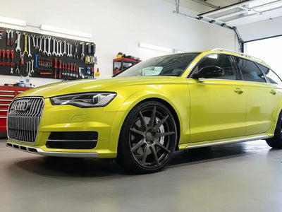 DIY Audi A6 Avant wrapped in Gloss HX20000 Metallic Metallic Yellow restyling film HX20558B