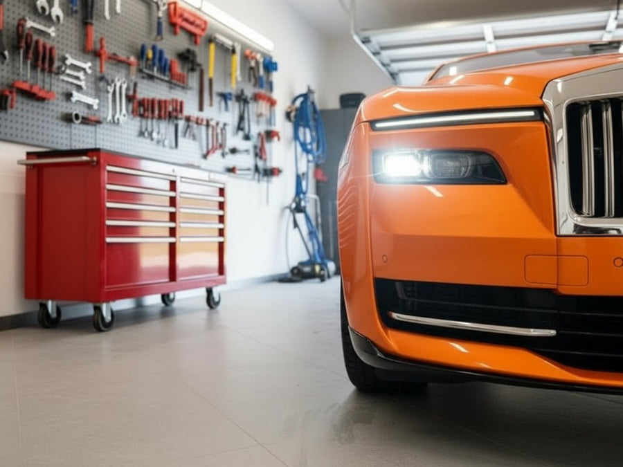 DIY Rolls-Royce Ghost wrapped in Gloss HX20000 Orange Zenith car wrap film HX20585B
