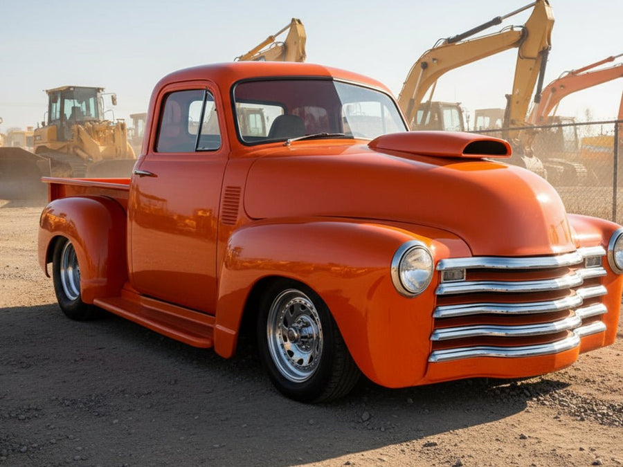 Chevrolet Advance Design wrapped in Hexis Gloss HX20000 Orange Zenith wrap film HX20585B