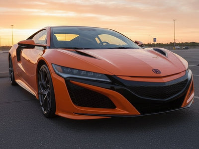 Acura NSX wrapped in Hexis Gloss HX20000 Orange Zenith automotive vinyl film HX20585B