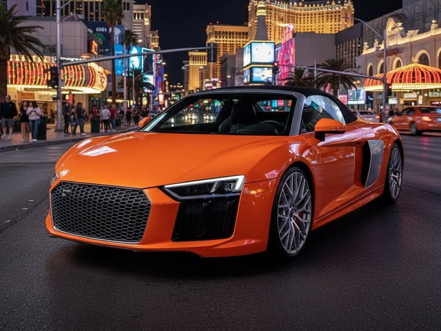DIY Audi R8 wrapped in Gloss HX20000 Orange Zenith car wrap film HX20585B
