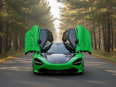 DIY McLaren 720S wrapped in Gloss HX20000 Fluorescent Green automotive vinyl film HX20612B