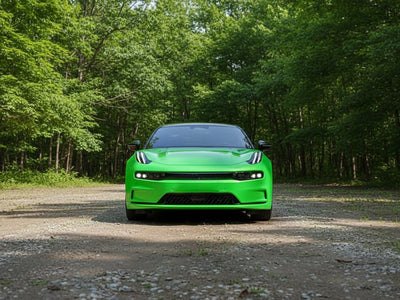 Lynk & Co 03 wrapped in Hexis Gloss HX20000 Fluorescent Green vinyl wrap HX20612B detail