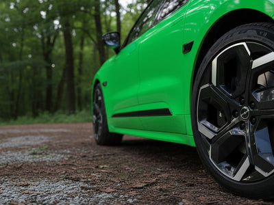 Ford Mustang Mach-E wrapped in Hexis Gloss HX20000 Fluorescent Green restyling film HX20612B