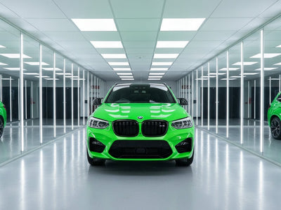 BMW X3 wrapped in Gloss HX20000 Fluorescent Green automotive vinyl film HX20612B