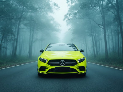 Mercedes-Benz A-Class wrapped in Gloss HX20000 Fluorescent Yellow restyling film HX20613B