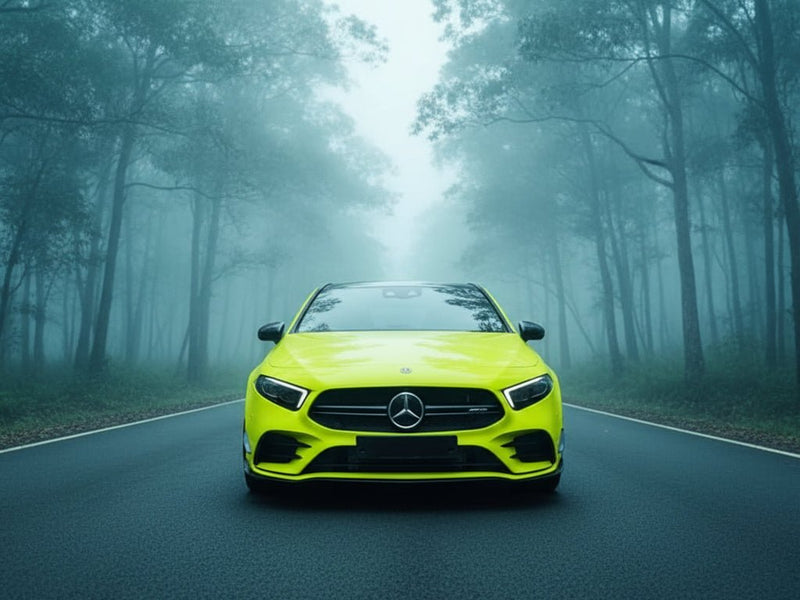Mercedes-Benz A-Class wrapped in Gloss HX20000 Fluorescent Yellow restyling film HX20613B