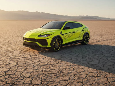 DIY Lamborghini Urus wrapped in Gloss HX20000 Fluorescent Yellow car wrap film HX20613B detail