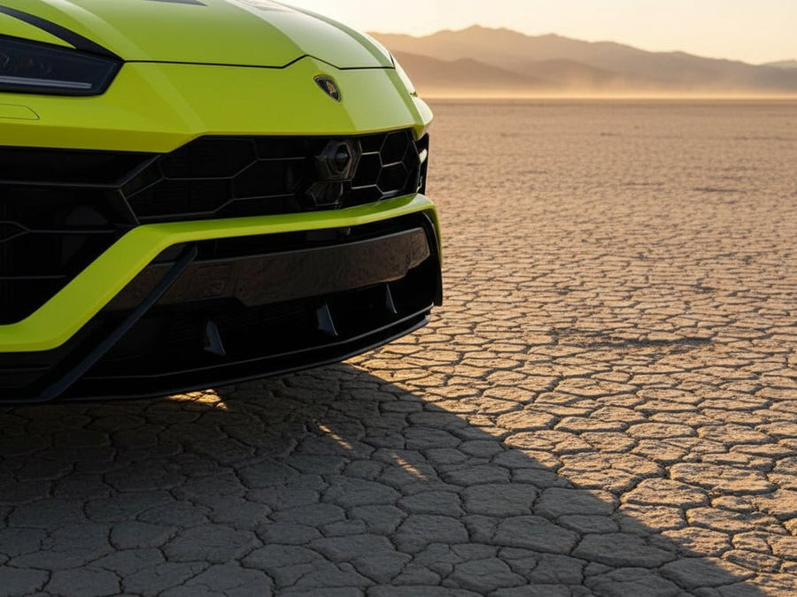 DIY Lamborghini Urus wrapped in Gloss HX20000 Fluorescent Yellow automotive vinyl film HX20613B