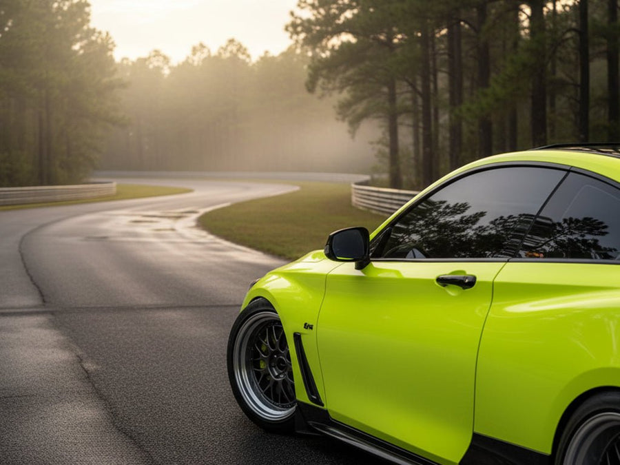 BMW M4 wrapped in Gloss HX20000 Fluorescent Yellow vinyl wrap HX20613B