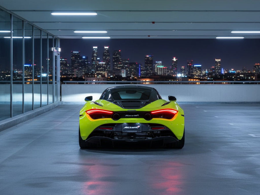 McLaren 720S wrapped in Gloss HX20000 Fluorescent Yellow automotive vinyl film HX20613B detail