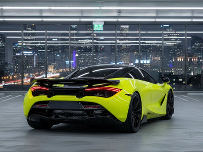 McLaren 720S wrapped in Hexis Gloss HX20000 Fluorescent Yellow wrap film HX20613B detail