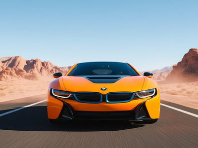 DIY BMW i8 wrapped in Gloss HX20000 Fluorescent Orange car wrap film HX20614B