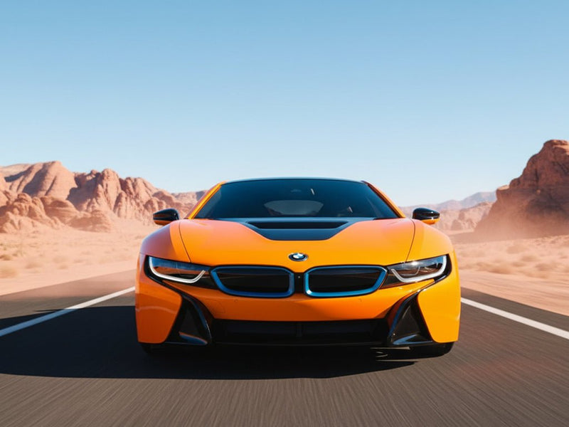 DIY BMW i8 wrapped in Gloss HX20000 Fluorescent Orange car wrap film HX20614B
