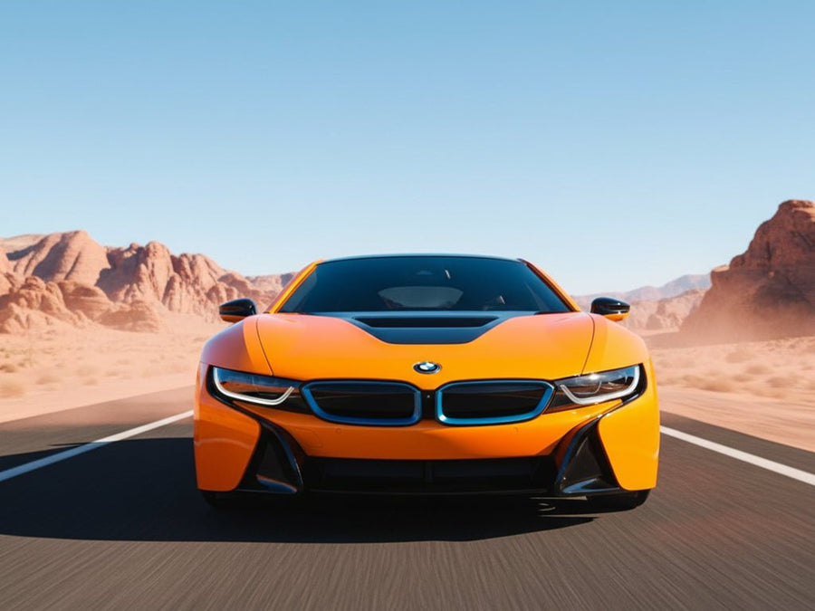 DIY BMW i8 wrapped in Gloss HX20000 Fluorescent Orange car wrap film HX20614B