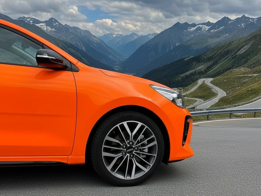 Kia Ceed wrapped in Gloss HX20000 Fluorescent Orange wrap film HX20614B