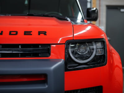 DIY Land Rover Defender wrapped in Gloss HX20000 Fluorescent Red car wrap film HX20615B
