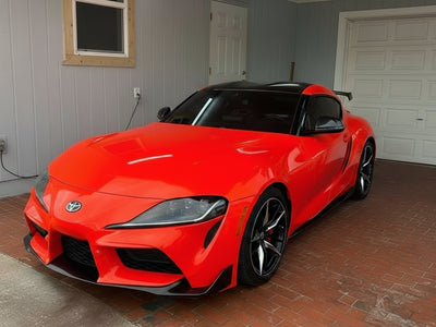 DIY Toyota Supra wrapped in Gloss HX20000 Fluorescent Red restyling film HX20615B