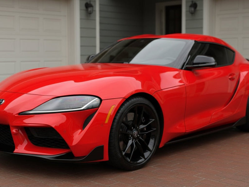 DIY Toyota Supra wrapped in Gloss HX20000 Fluorescent Red wrap film HX20615B