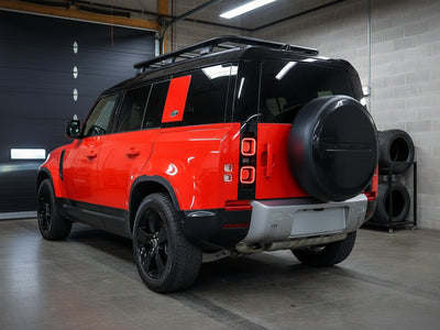 DIY Land Rover Defender wrapped in Gloss HX20000 Fluorescent Red vinyl wrap HX20615B