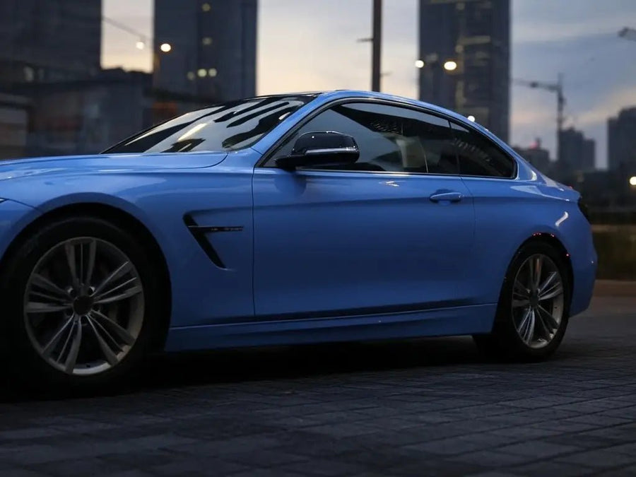 BMW 4 Series wrapped in Hexis Gloss HX20000 Metallic Yas Marina Blue automotive vinyl film HX20646B