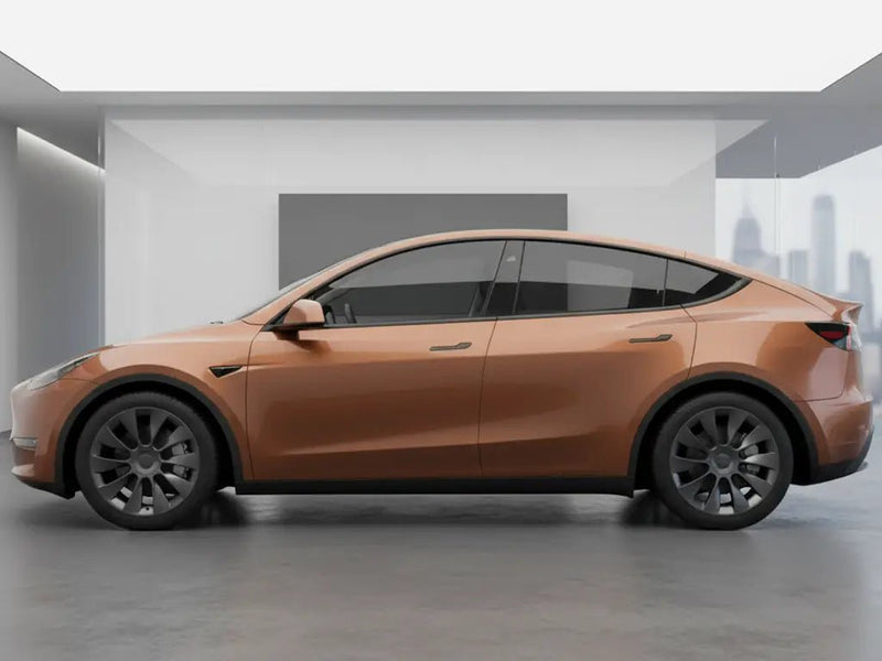 DIY Tesla Y wrapped in Gloss HX20000 Canyon Bronze Metal restyling film HX20661B