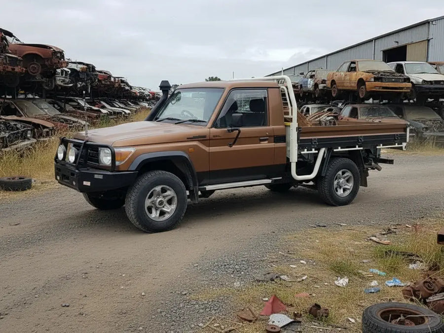 Toyota Land Cruiser 70 Series wrapped in Hexis Satin HX20000 Metallic Canyon Copper restyling film HX20661S