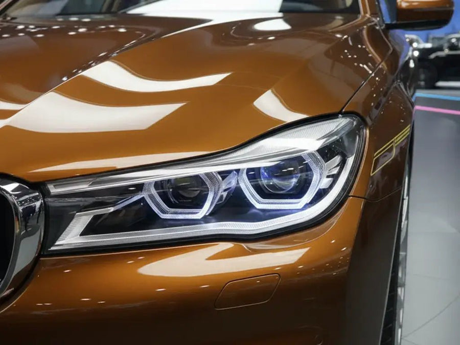 BMW 5 Series wrapped in Hexis Gloss HX20000 Havana Brown automotive vinyl film HX20731B