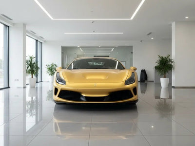 DIY Ferrari F8 Tributo wrapped in Gloss HX20000 Gold restyling film HX20871B