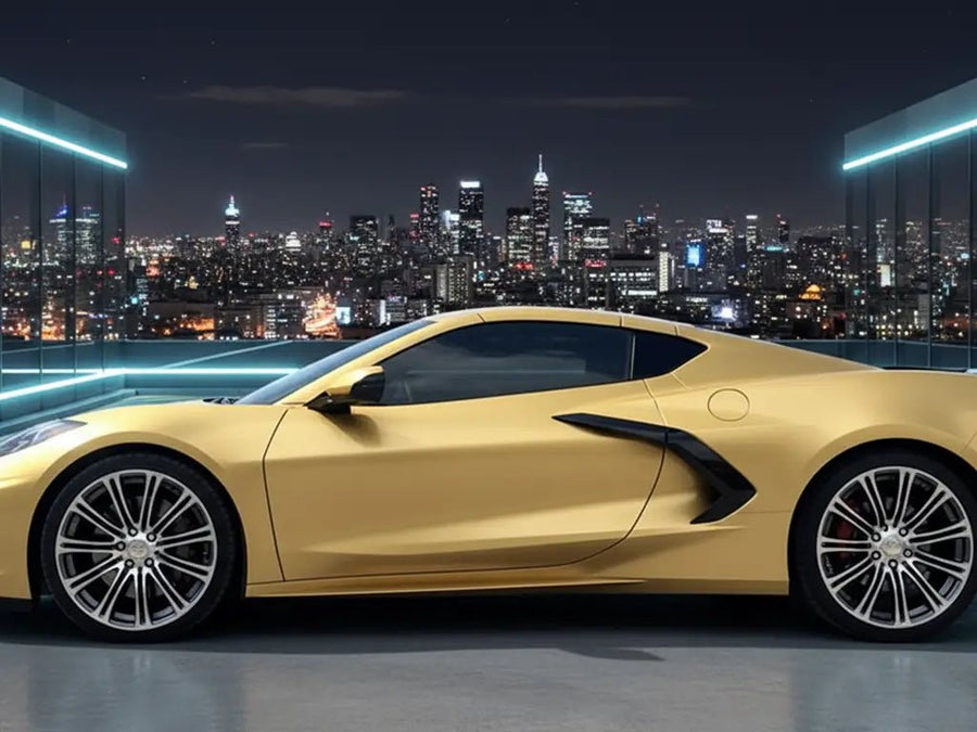 Chevrolet Corvette wrapped in Gloss HX20000 Gold wrap film HX20871B