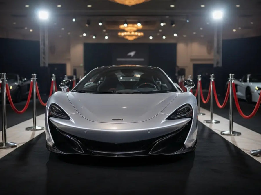 McLaren 570S wrapped in Gloss HX20000 Silver car wrap film HX20877B