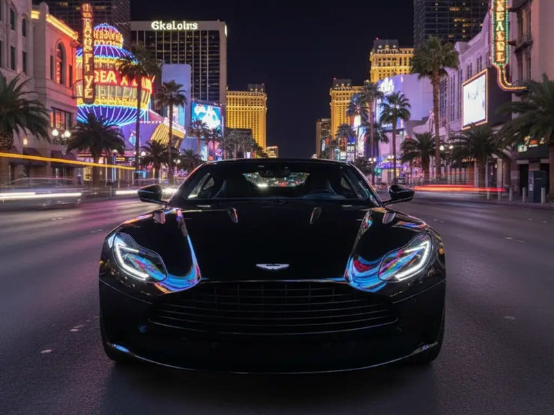 Aston Martin DB11 wrapped in Gloss HX20000 Coal Black car wrap film HX20889B