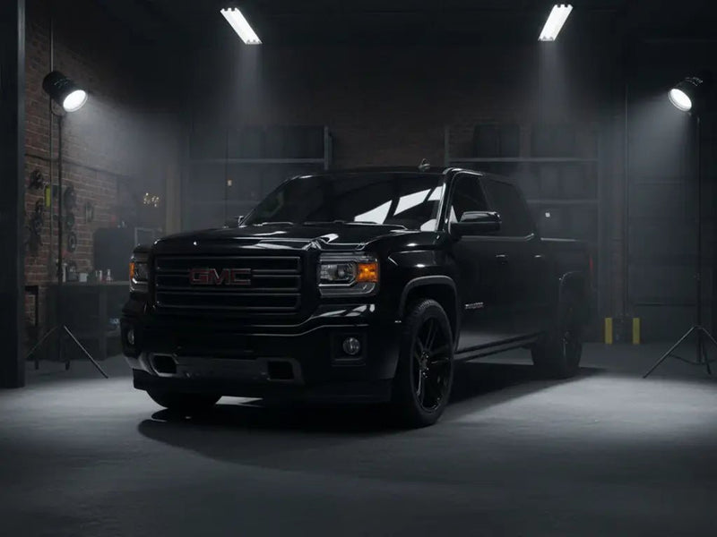 GMC Sierra wrapped in Hexis Gloss HX20000 Coal Black vinyl wrap HX20889B