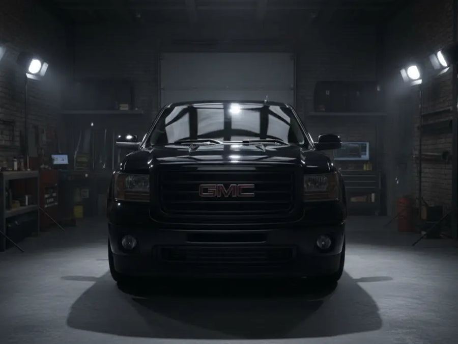 GMC Sierra wrapped in Hexis Gloss HX20000 Coal Black automotive vinyl film HX20889B