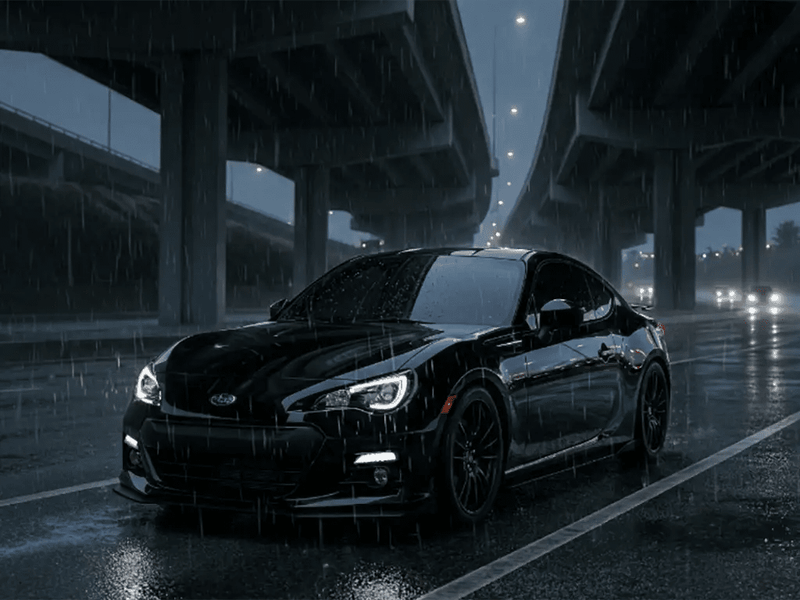 Subaru BRZ wrapped in Hexis Gloss HX20000 Deep Black vinyl wrap HX20890B