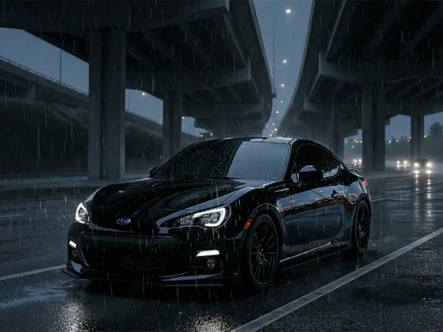 Subaru BRZ wrapped in Hexis Gloss HX20000 Deep Black vinyl wrap HX20890B
