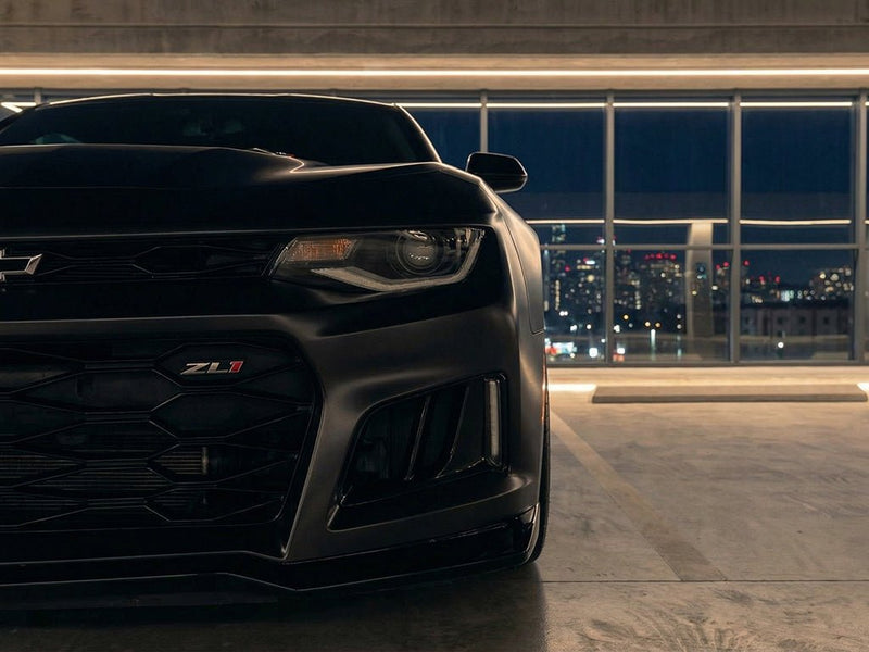 Chevrolet Camaro ZL1 wrapped in Hexis Satin HX20000 Deep Black Wet wrap film HX20890W detail