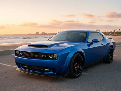 DIY Dodge Challenger wrapped in Gloss HX20000 Metallic Night Blue restyling film HX20905B