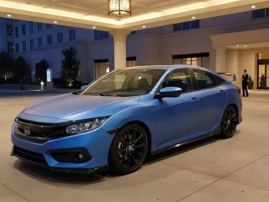 DIY Honda Civic wrapped in Matte HX20000 Metallic Night Blue vinyl wrap HX20905M