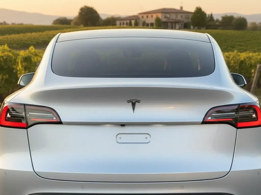 Tesla 3 wrapped in Gloss HX20000 Metallic Meteorite Grey automotive vinyl film HX20990B