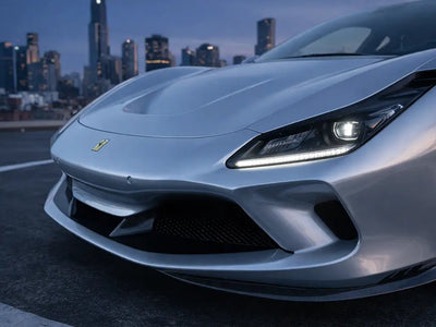 Ferrari F8 Tributo wrapped in Gloss HX20000 Metallic Meteorite Grey car wrap film HX20990B